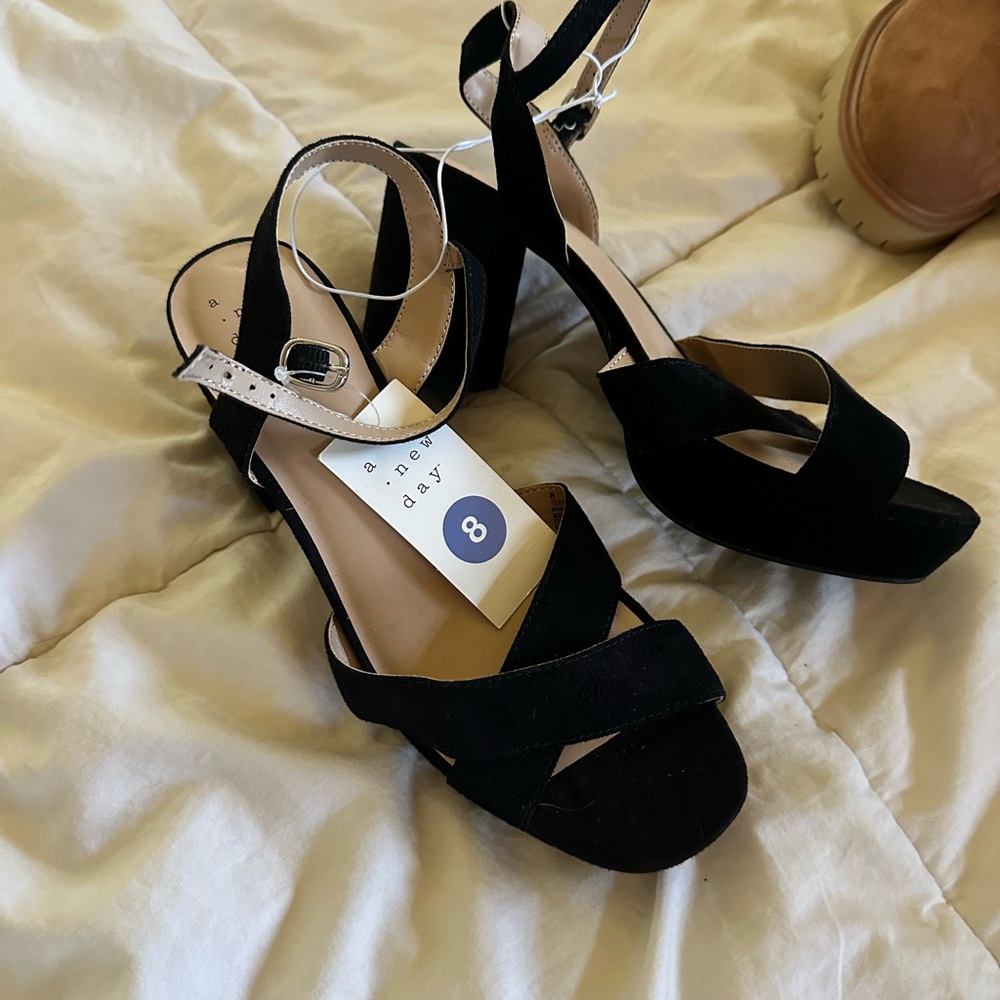 A New Day Black Strappy Heels